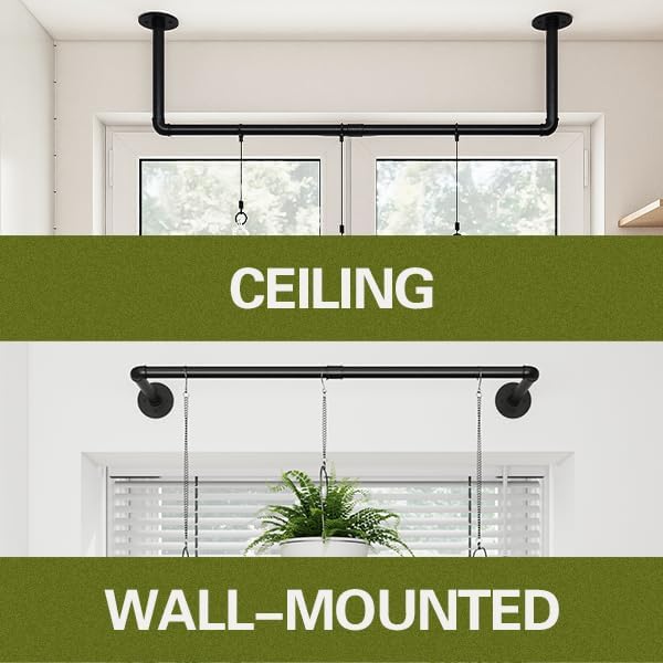 Plant Hanger Indoor Hanging Planters for Indoor Plants Hanging Plant Holder Black Metal Rod(Pot/Chain/Plant not Included