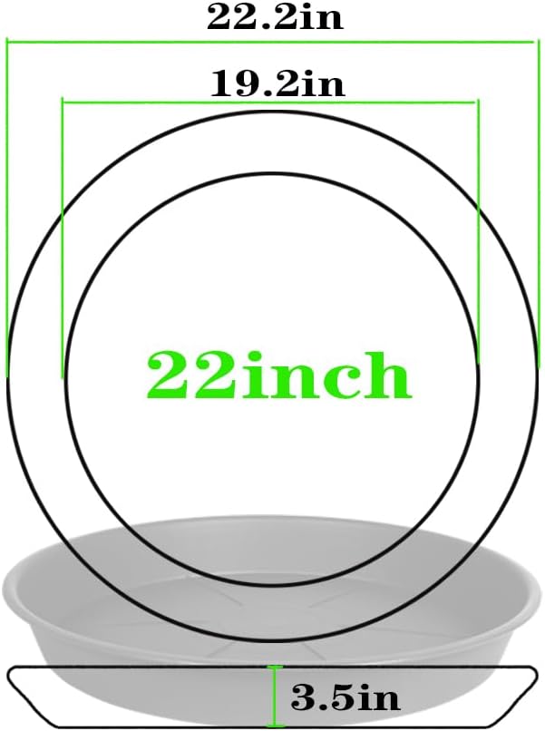 3 Pack of Plant Saucer 20 22 inch, 3.6" Depth, Large Heavy Duty Plastic Saucers 21" Round, Plant Drip Trays for for Indoors Outdoor, Plant Water Tray for Planters 19-23" (22", Black)