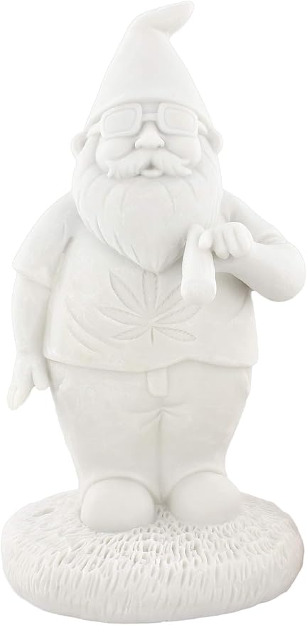 Gnometastic Gnude Gnomes - Unpainted Smoking Gnome, 8.5" Inches - DIY Paint Your Own Gnome - Funny Garden Gnomes to Paint for Adults, Outdoor or Indoor