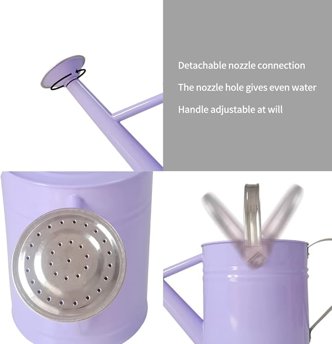 Metal Watering Can for Outdoor and Indoor Plants, Watering Can Decor, 1 Gallon (Purple)