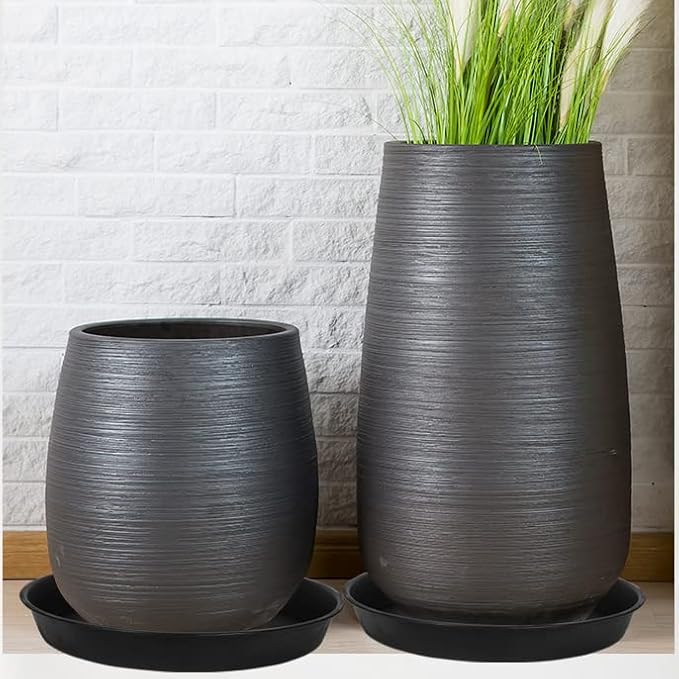 3 Pack of Plant Saucer 20 22 inch, 3.6" Depth, Large Heavy Duty Plastic Saucers 21" Round, Plant Drip Trays for for Indoors Outdoor, Plant Water Tray for Planters 19-23" (22", Black)