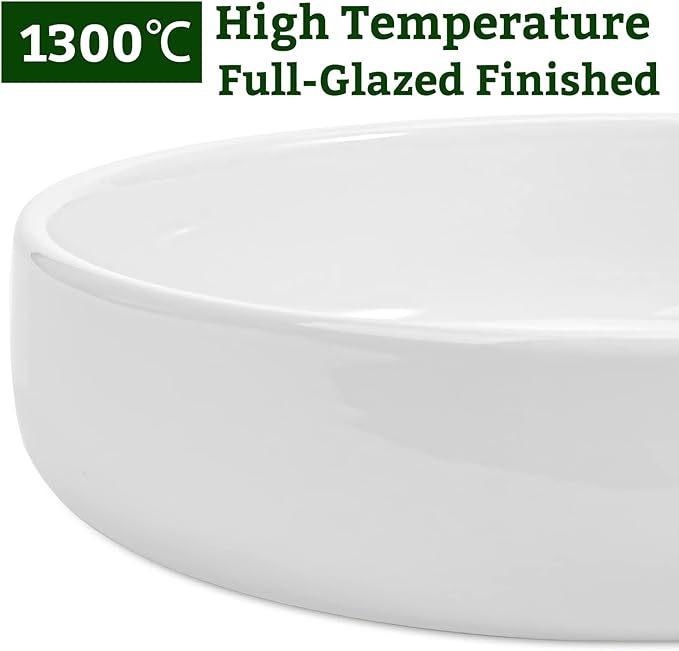 ZOUTOG Succulent Pots, 6 inch White Ceramic Flower Planter Pot with Bamboo Tray, Pack of 2 - Plants Not Included