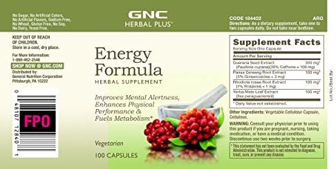 GNC Herbal Plus Energy Formula (100