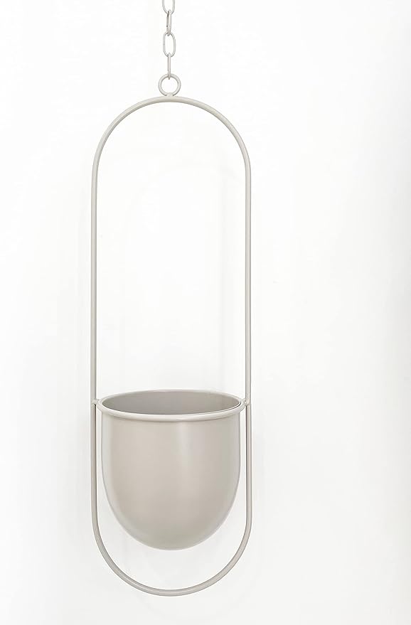 Boho Beige Metal Plant Hanger,Metal Wall and Ceiling Hanging Planter, Modern Planter, Mid Century Flower Pot Plant Holder, Minimalist Planter for Indoor Outdoor Home Decor