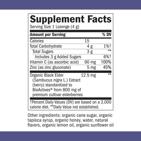 Nature's Way Sambucus Zinc Lozenges 24 Lozenges (3 Pack)