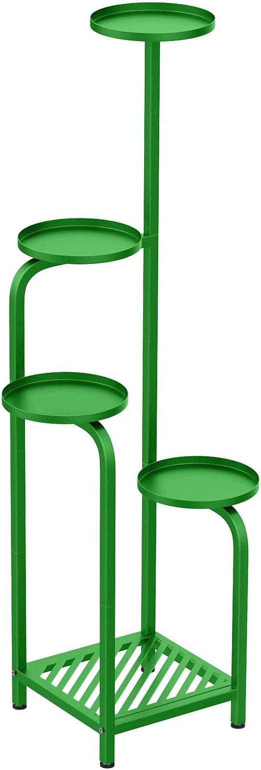 TOSKING 5 Tier Tall Plant Stand Indoor Outdoor, Heavy Duty Corner Shelf for Plants & Decor, Space Saving 3.9FT Metal Flower Pot Stand for Balcony, Garden, Living Room, Patio (Green)
