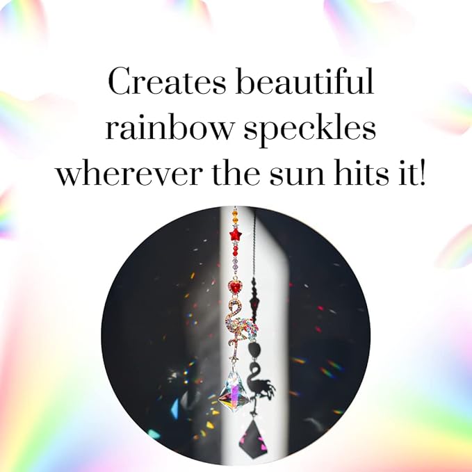 Flamingo Colorful Crystal Rhinestones Suncatcher Window Hang Pendant, Hanging Crystals for Windows,Christmas Tree,Wedding Decor