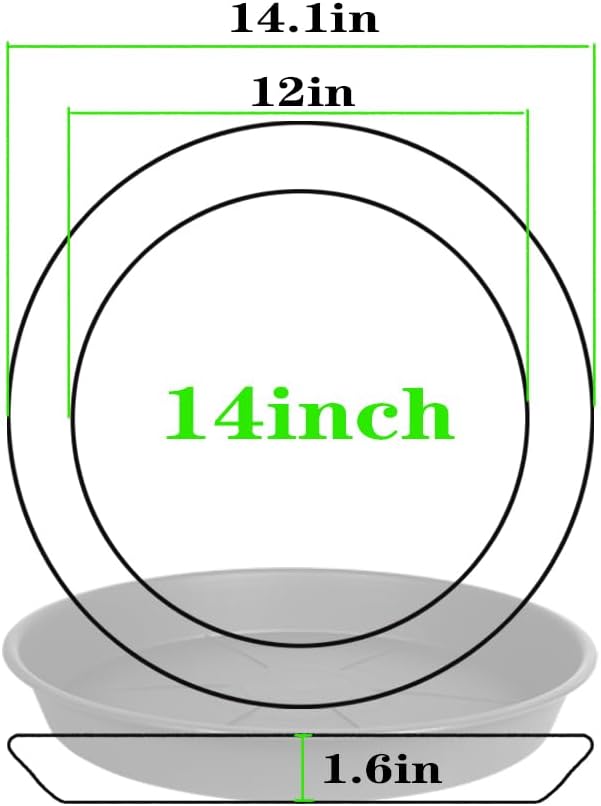 3 Pack of Plant Saucer Tray 14 inch, Heavy Duty Plastic Pot Plant Drip Trays Saucers for for Indoors Outdoor, Plant Water Tray for Planters 13-14" (14", Black)