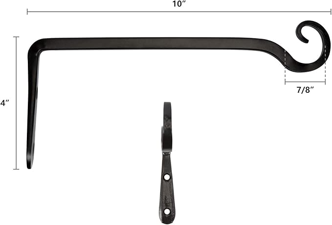 Mkono Hanging Plant Bracket 10 inch Metal Wall Plant Hook Decorative Plant Hanger for Bird Feeders, Planters, Lanterns, Wind Chimes, Home Decor Indoor Outdoor 4 Pack, Black