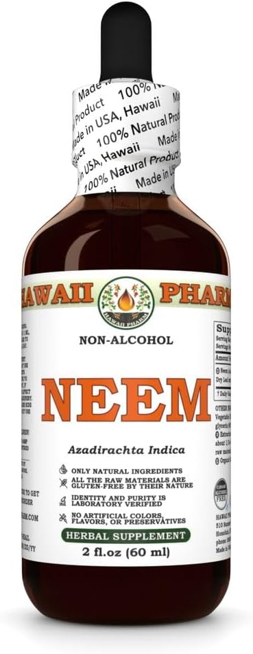 HawaiiPharm Neem Alcohol-Free Liquid Extract, Organic 2 oz
