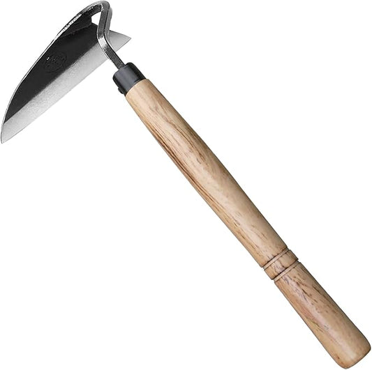 Japanese Weeding Sickle Hand Sickle,Hoe Gardening Tools for Weeding and Cultivating Weed Remover Tool High-Carbon Steel with Hard Solid Wood Handle Very Sharp (Wooden Handle)