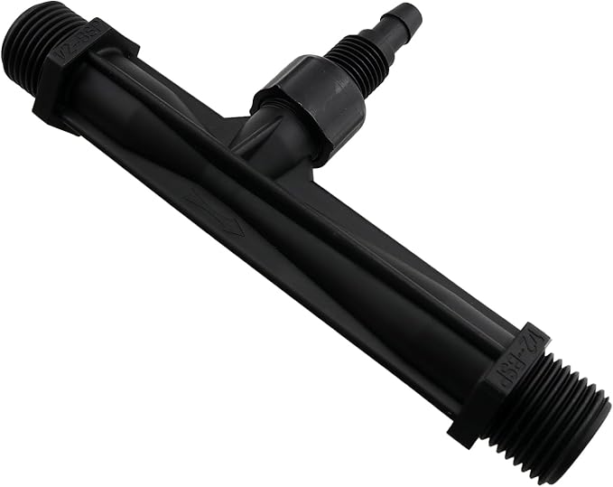 1/2-inch Plastic Irrigation Pipe Injector for Irrigation Venturi Fertilizer Mixer Injector Tube Suitable for Agricultural System Fertilizer and Chemical Injection Black