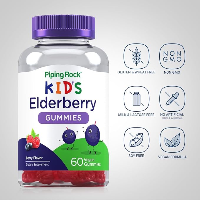 Piping Rock Kids Elderberry Gummy Vitamins 60 Gummies