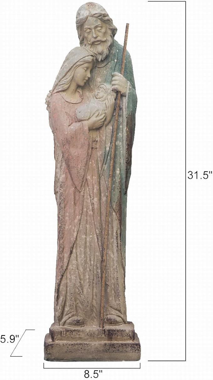 Holy Family Garden Statue Large Catholic Outdoor Sculpture H31.5” Big Sacred St Joseph Tall Virgin Mary Religious Saint Mother of God Outside Yard Lawn Patio Painted Resin