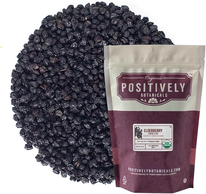 Organic Positively Botanicals Company, Elderberry, Loose 16 Ounce