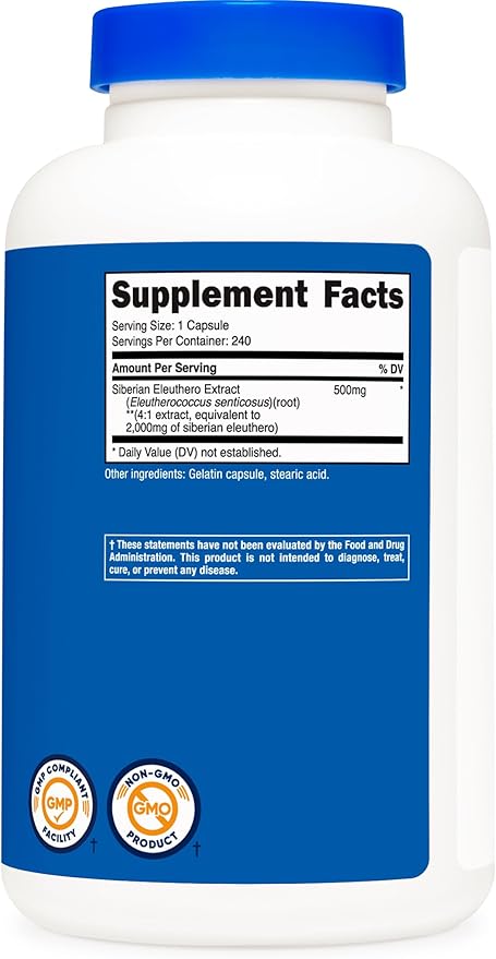 Nutricost Siberian Eleuthero 500mg, 240 Capsules (2 Bottles)