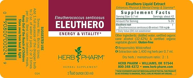 Herb Pharm Eleuthero Root Liquid Extract 1 Ounce