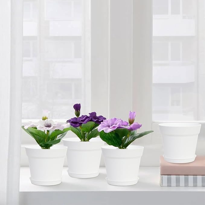 GARDIFE 20 Pack 4 inch Plant pots, planters for Indoor Plants, Flower pots, White