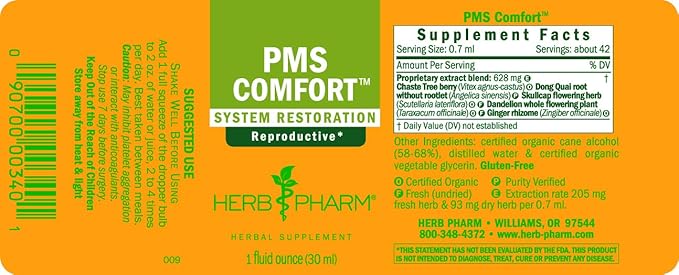 Herb Pharm PMS Comfort Liquid Herbal 1 Ounce