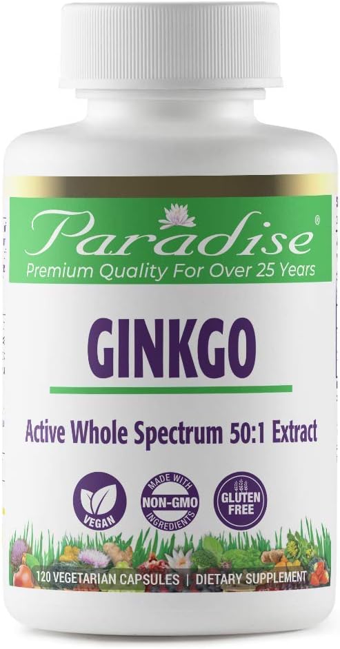 Paradise Herbs Ginkgo Biloba Extract, Super 120 Vegetarian