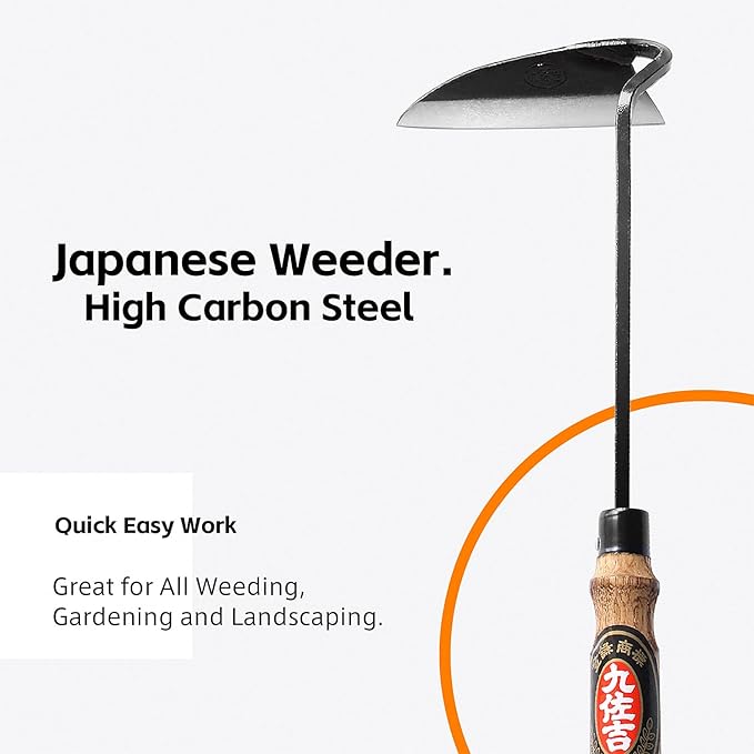 Japanese Weeding Sickle Hoe, Sickle Garden Tool Hand Grass Sickle, Weeding Tool for Gardening with High Carbon Sharp Steel Blade Edge for Cutting Grass,Digging Quick Work (Hoe Sickle)