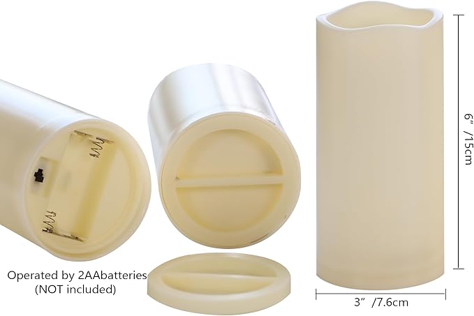 Halloween Outdoor Battery Operated Flameless Pillar Candles with Auto Daily Timer Waterproof Realistic Flickering Electric LED Lights with Spider Castle Decals Halloween Decorations 2 Pack 3X6”