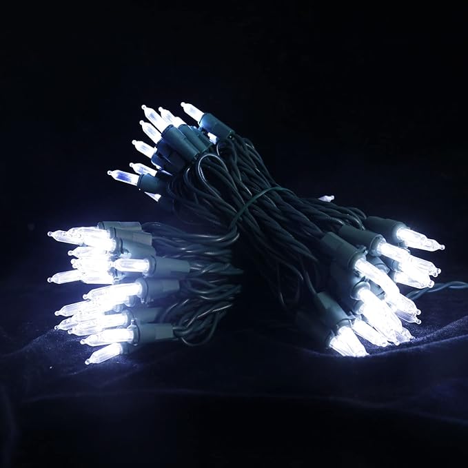 MULTI-SPARKING White Christmas LED Lights - 100 Count Cool White Holiday String Lights for Tree, Party, Wedding, Indoor and Outdoor Use, 33 Feet Green Wire, UL Certified, Connectable