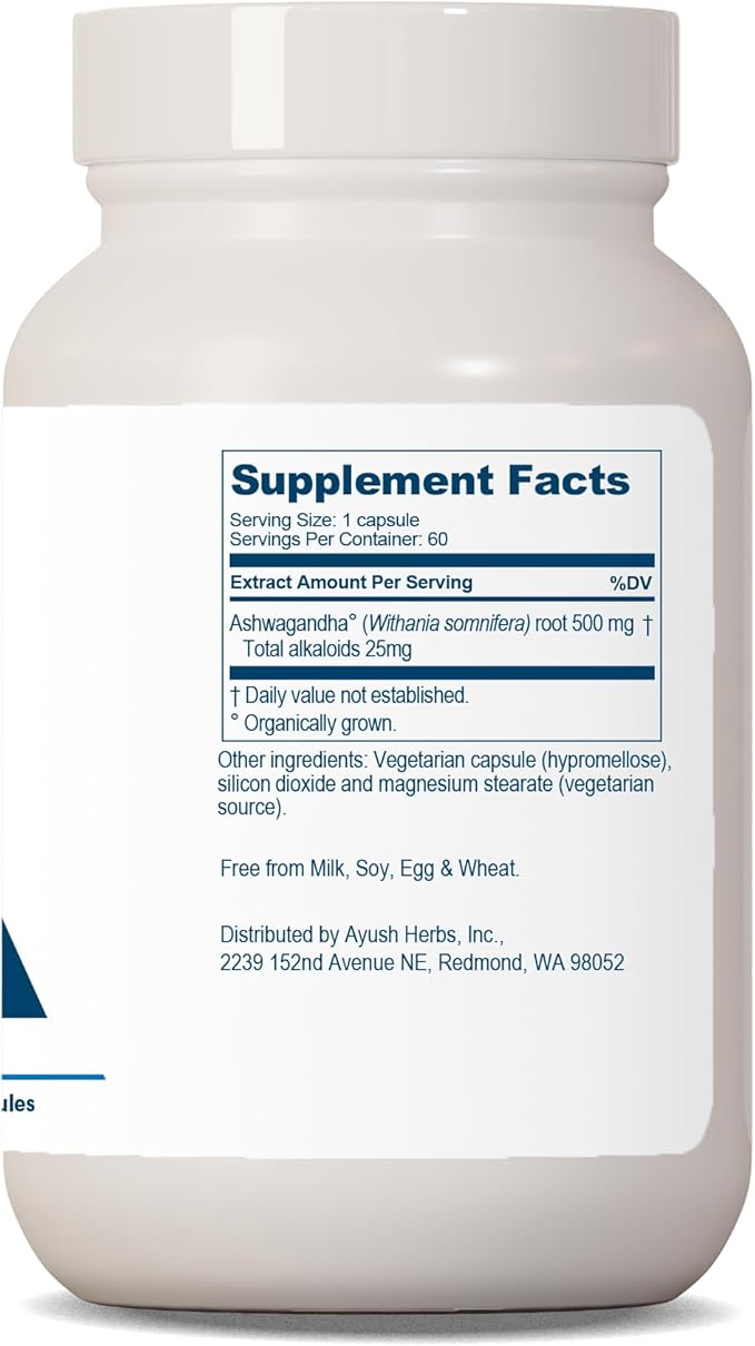 Ayush Herbs Ashwagandha Supplement, 60 Capsules