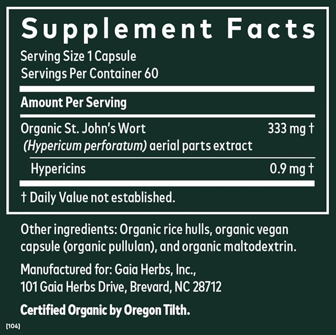 Gaia Herbs St. John's Wort 60 Vegan (20-Day Supply)