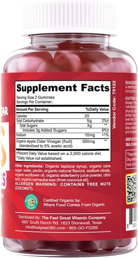 Organic Kids Apple Cider Vinegar Gummies 60 Day