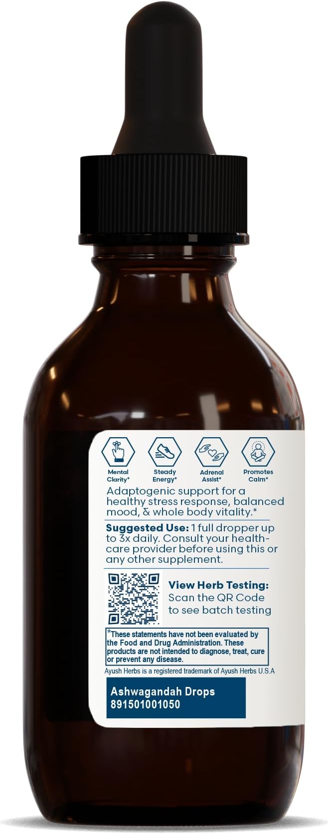 Ayush Herbs Ashwagandha Drops, Cognitive, Adrenal, 2 Ounces
