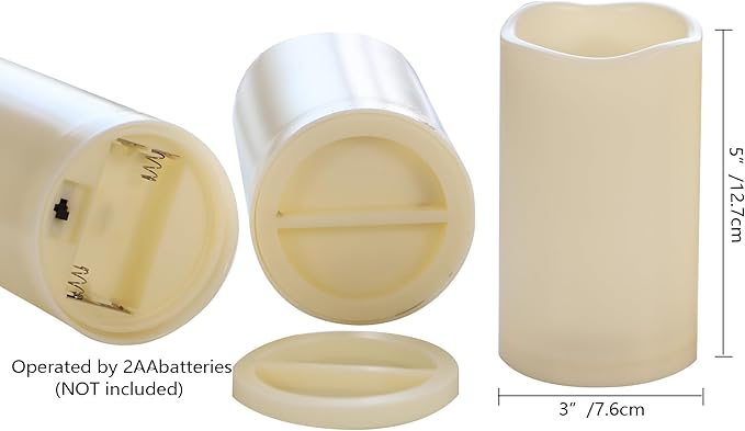 Halloween Outdoor Battery Operated Flameless Pillar Candles with Auto Daily Timer Waterproof Realistic Flickering Electric LED Lights with Pumpkin Witch Decals Halloween Decorations 2 Pack 3X5”