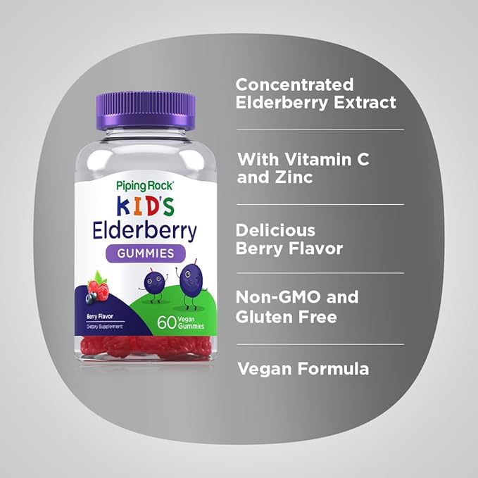 Piping Rock Kids Elderberry Gummy Vitamins 60 Gummies