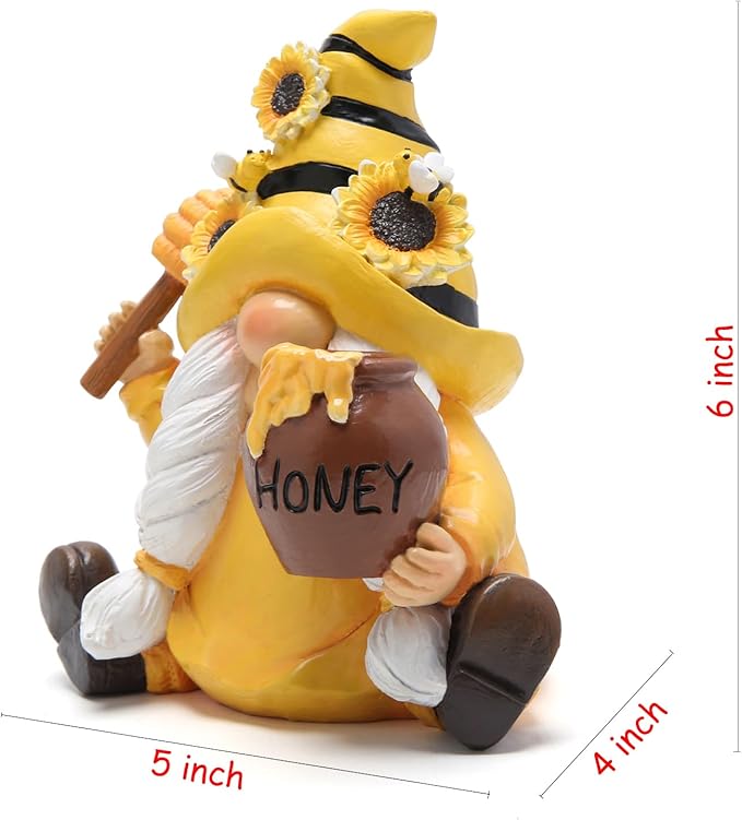 Hodao Bumble Bee Spring Gnome Decorations Honey Bee Gnomes Ornaments World Bee Day Decorations Gifts Summer Gnomes Figurines Honey Bee for Garden Decor Bee Birthday Gifts for Mom, Women, Grandma