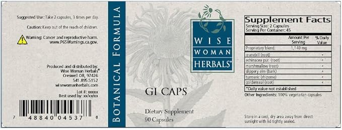 Wise Woman Herbals – GI Capsules 90 Capsules