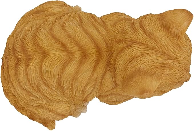 Sleeping Orange Tabby Cat Garden Statue Decor, Resin Realistic Sculptures Gift for Cat Lovers, Pet Memorial Stones for Loss of Pet, Kitty Figurine Art Decoration for Gardens, Patios and Lawns