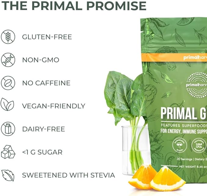 Primal Harvest Super Greens Powder, 30 w/+50 Greens