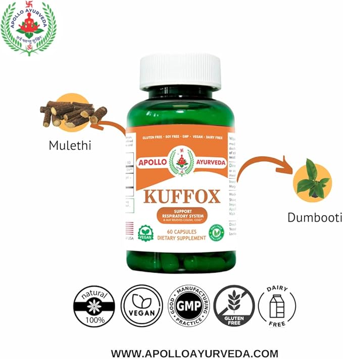 Kuffox Respiratory Support Lung Function Herbal 5000 mg 60 Capsules