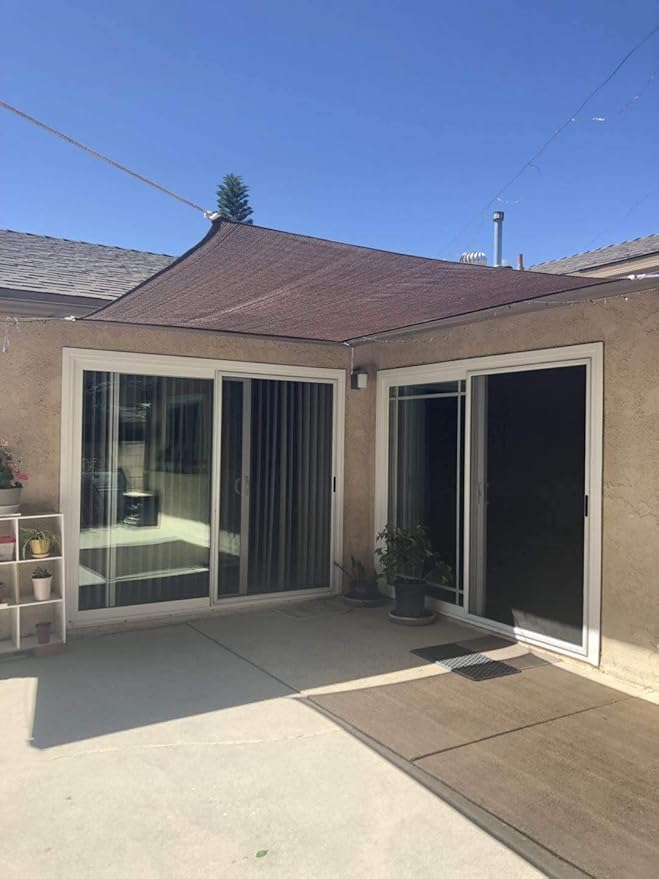 Eden's Decor Straight Flat-Edged Sun Shade Sail Rectangular 5' x 19' Brown UV-Blocking Outdoor Canopy Fabric Cloth Awning for Pergola Patio Garden Backyard Custom Size