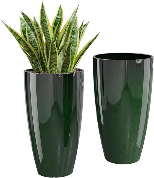 QCQHDU 21 inch Tall Planters for Indoor & Outdoor Plants, 2 Pack Sturdy Plant-Flower-Tree Pots for Front Porch Patio Deck Living Room Decor