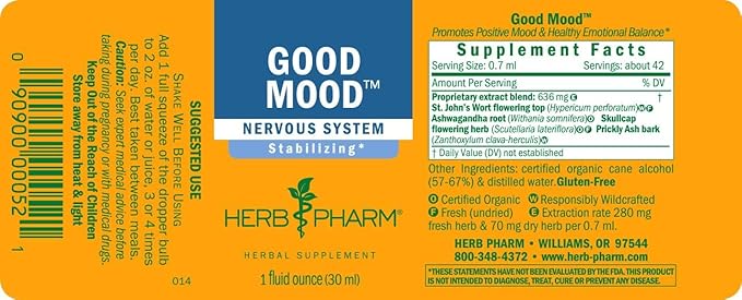 Herb Pharm Good Mood Liquid Herbal Formula with St. John's Wort for Healthy Emotional Balance - 1 Ounce