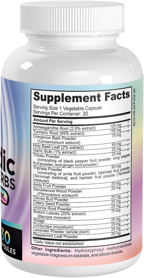 Ayurvedic Herbs (All-in-1) Supplement Formula Pills 17 Active 30 Capsules