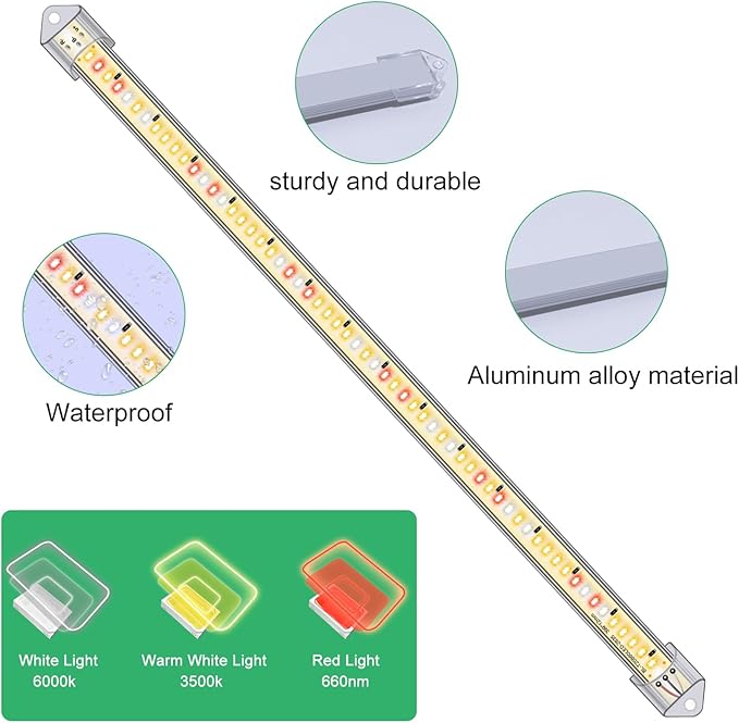 16 in Plant Grow Light Strips,120 LEDs Grow Lights for Indoor Plants Full Spectrum with 3/9/12H Timer & 10 Dimmable Levels,Sunlight Plant Growing lamp for Hydroponics Succulent 2 Heads