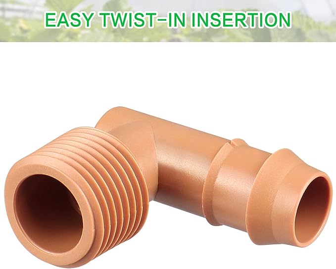 1/2 Inch Threaded Drip Irrigation Male Adapter:Drip Irrigation Universal PVC Adapter 1/2" Male Pipe Thread (MPT) x 1/2" Barb Elbow Swing Pipe Irrigation Fittings (10 Pack)