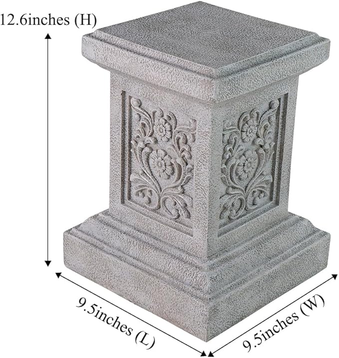 Classic Statuary Stand Garden Pedestal Sculpture Decor Plinth Base Riser, Outdoor or Indoor Resin Statuary Pedestal, 12.6"(H) x 9.5"(L) x 9.5"(W)