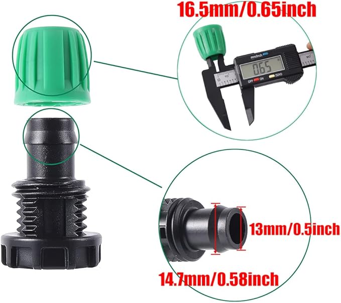 1/2” PVC Garden Irrigation Tubing Hose 33FT(10M),(OD:16mm,ID:12mm) With Lock Connector For Drip Irrigation System (33FT(10M))