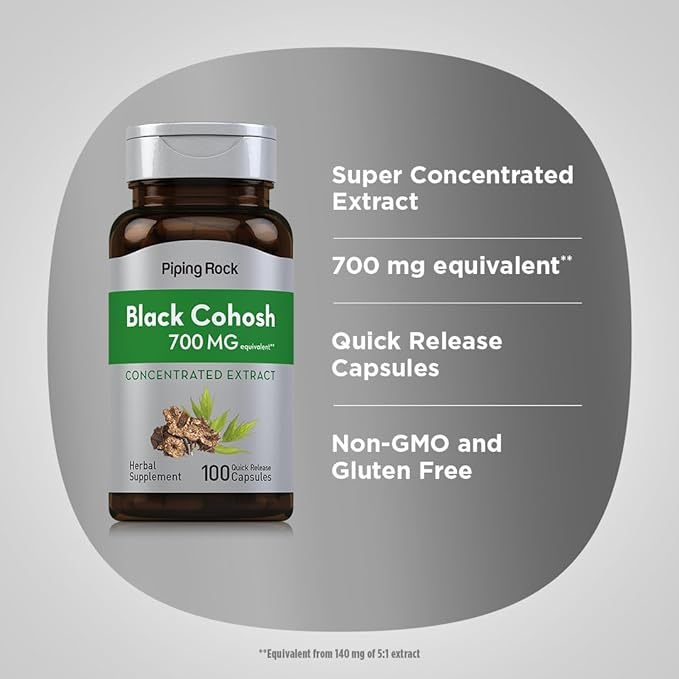Piping Rock Black Cohosh Root Herb 700 mg 100 Capsules