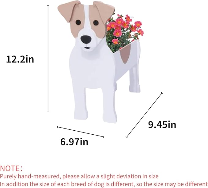 Jack Russell Dog Planter Plant Pots,Cute Garden Dog Flower Planter,Dog Planters Birthday Gifts for Women,Office,Indoor/Outdoor Decor(9.45 * 6.97 * 12.2in)