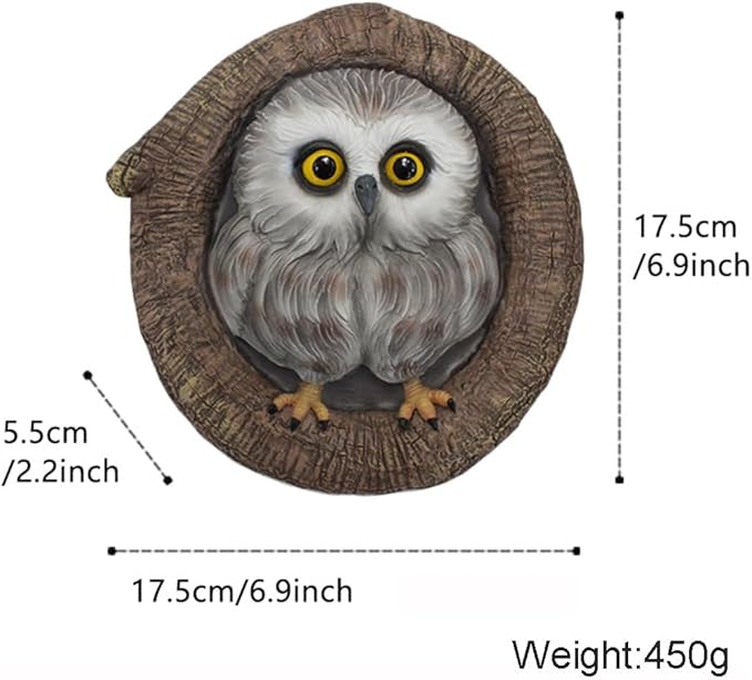 Owl Tree Hugger Whimsical Tree Sculpture Garden Statues Outdoor Tree Face Decor Garden Peeker Yard Art Decorations (Singel Owl)