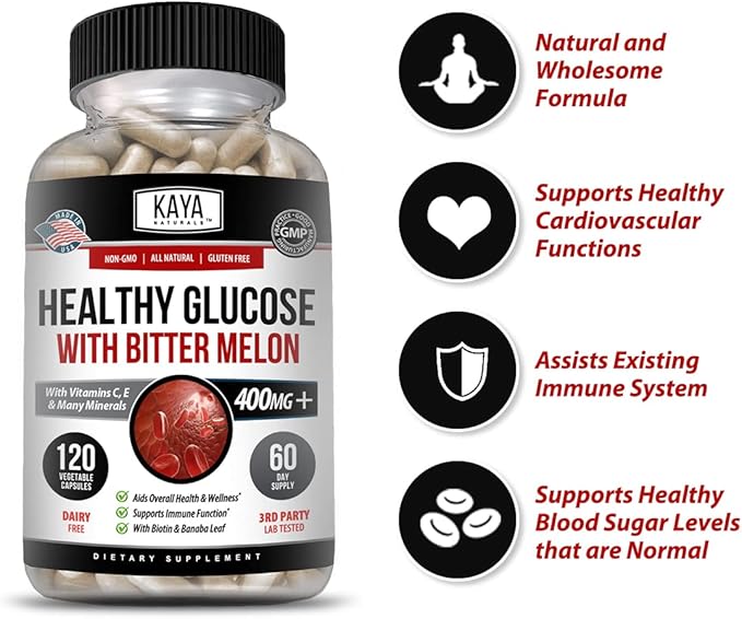 Kaya Naturals Healthy Gluco with Bittermelon Supplement 20 Herbs (120 Count)